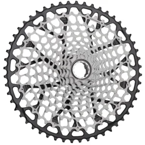 A Garbaruk SRAM Transmission GEN2.0 12-Speed MTB Cassette with a black 52T ring viewed from the front
