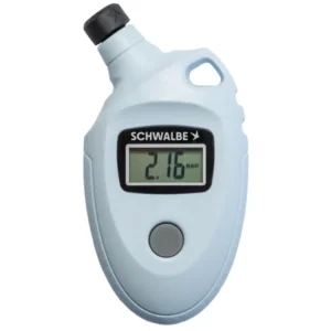 A white Schwalbe Airmax Pro Digital Tire Pressure Gauge
