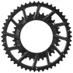 A set of black XCADEY CNC 110x4 Chainrings