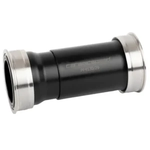 A black and silver CeramicSpeed BB ALPHA BB86 Bottom Bracket for SRAM DUB Road