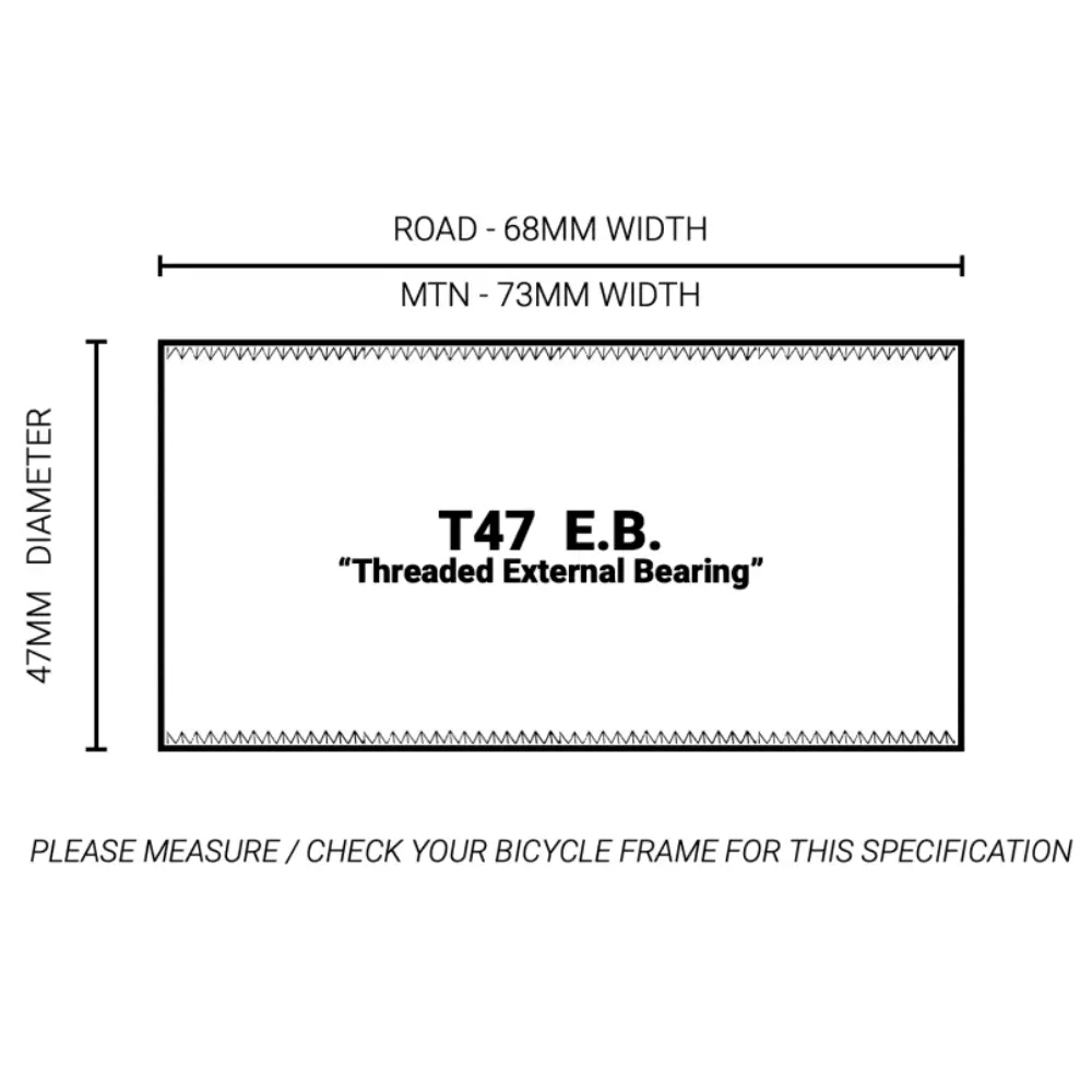 A fit diagram of the Praxis 24MM T47 External Bottom Bracket