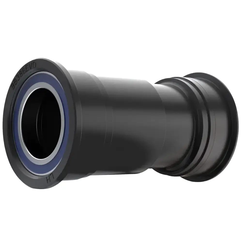A black and blue Praxis M30 386EVO Bottom Bracket