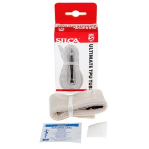 A Silca TPU Tube box and box contents; tube, alcohol prep wipe and patch