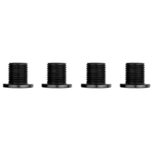 A set of 4 black ALUGEAR GRX Chainring Bolts viewed from the side