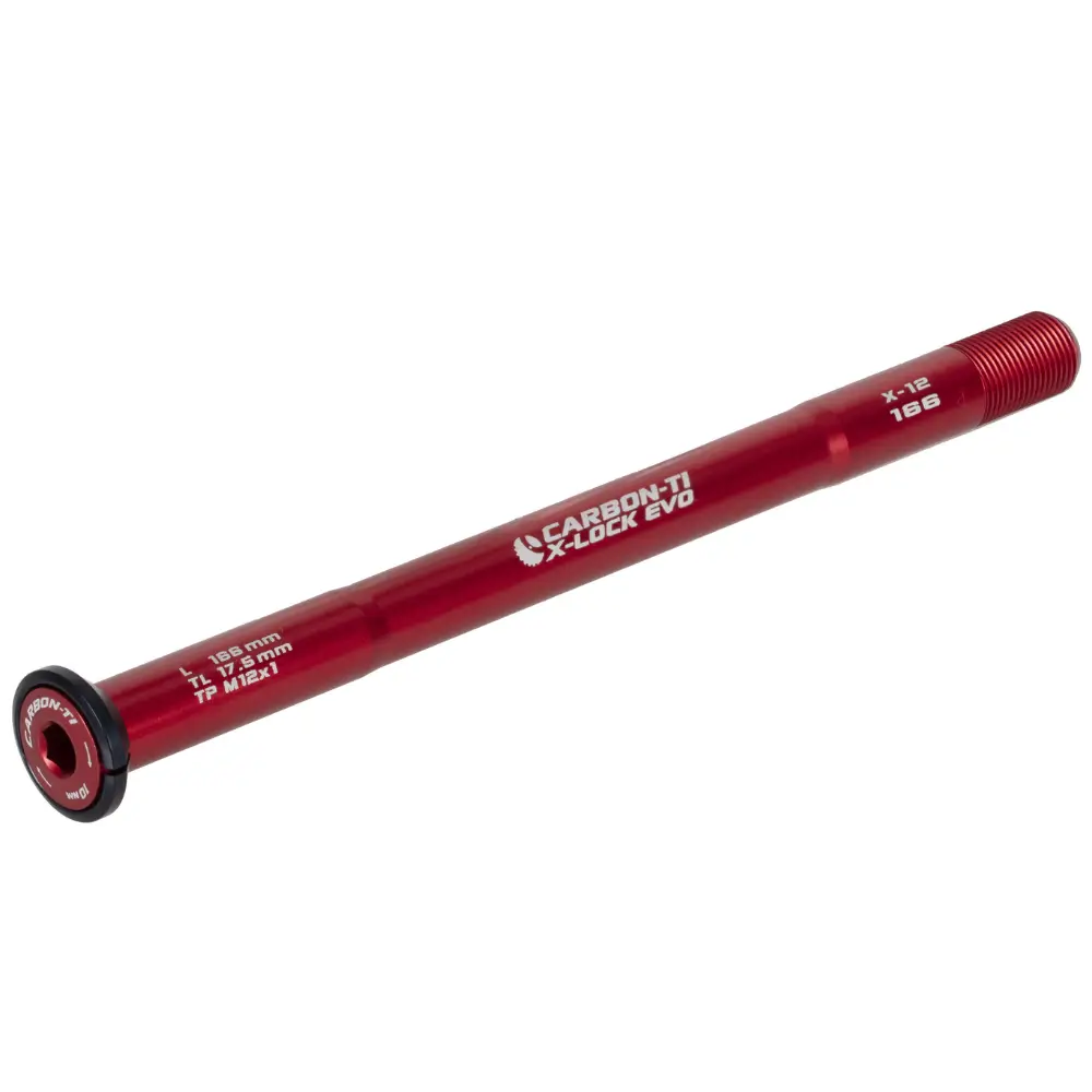 A M12x1.0 166MM, Red, Carbon-Ti X-Lock EVO Rear Thru Axle