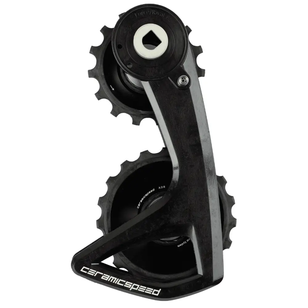 A black CeramicSpeed Alpha RS OSPW for SRAM Force E1/Rival E1