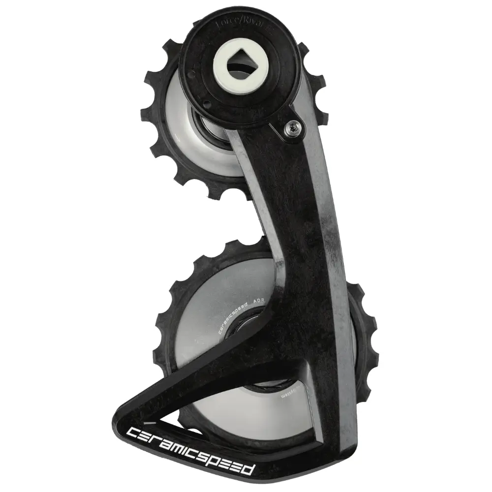 A silver CeramicSpeed Alpha RS OSPW for SRAM Force E1/Rival E1