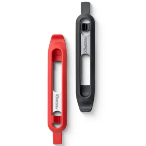 A pair of black and red Feedback Sports Steel Core 2.0 Tire Levers