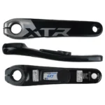 A bottom, side and top view of a Stages Shimano XTR M8220 Power Meter