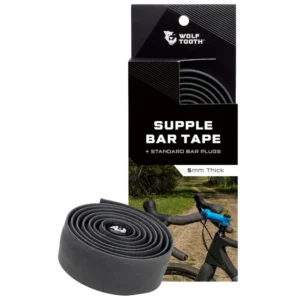 A box with black Wolf Tooth Supple Bar Tape inside along with a roll outside