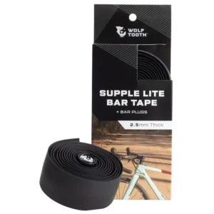 A box with black Wolf Tooth Supple Lite Bar Tape inside along with a roll outside