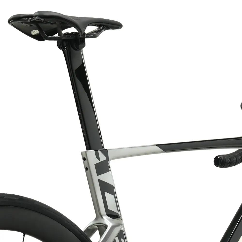 A close up of the seatpost on a XDS X-LAB AD8 Road Bike in Sunspot Red/Black