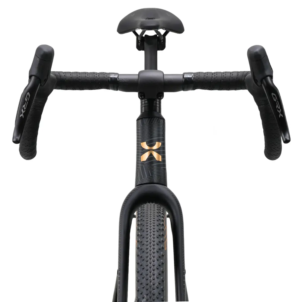 A XDS X-LAB GT8 Gravel Bike in Afterburner Black viewed from the front