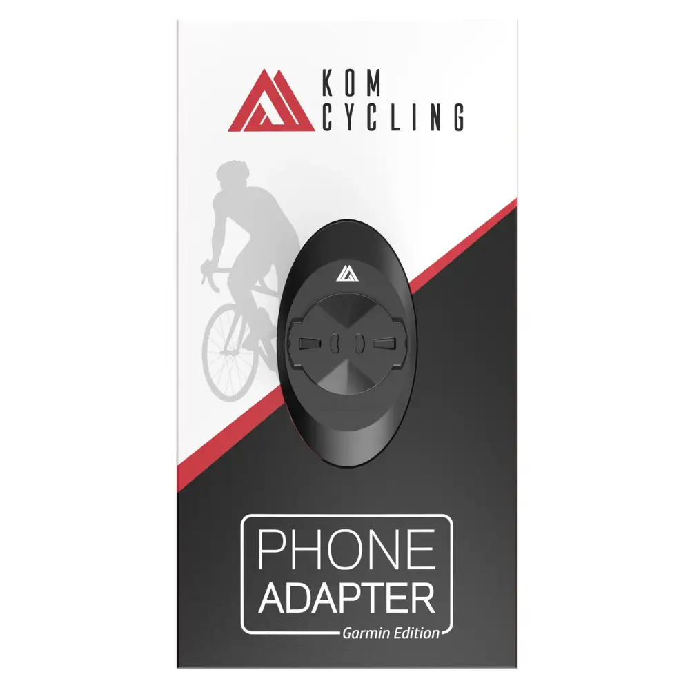 A Garmin KOM Cycling Phone Adapter in packaging
