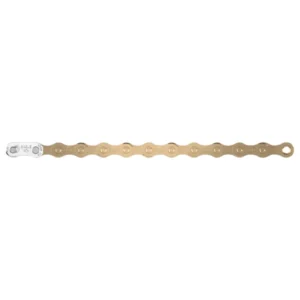 A gold SRAM Eagle S500 12-Speed MTB Chain