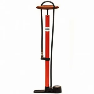 A red Silca Pista Floor Pump