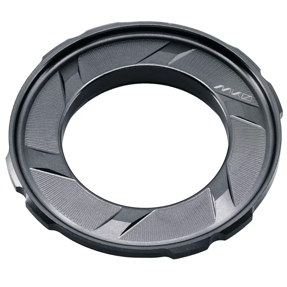 A grey Wolf Tooth MK0 Centerlock Rotor Lockring - External Spline