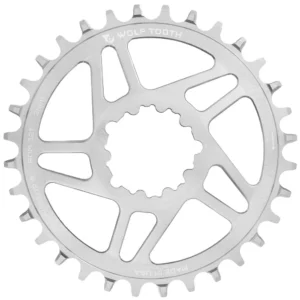 A 32T Wolf Tooth SRAM 3-Bolt MTB Direct Mount Chainring - Raw Silver