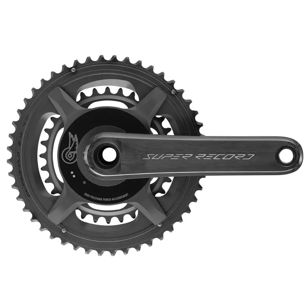 A Campagnolo Super Record 13 Power Meter Crankset on a white background