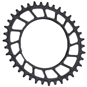 A black Garbaruk 1X Oval Thread Mount MTB Chainring on a white background