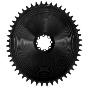 A black Garbaruk Aero 1x 8-Bolt Oval Road/Gravel Chainring on a white background