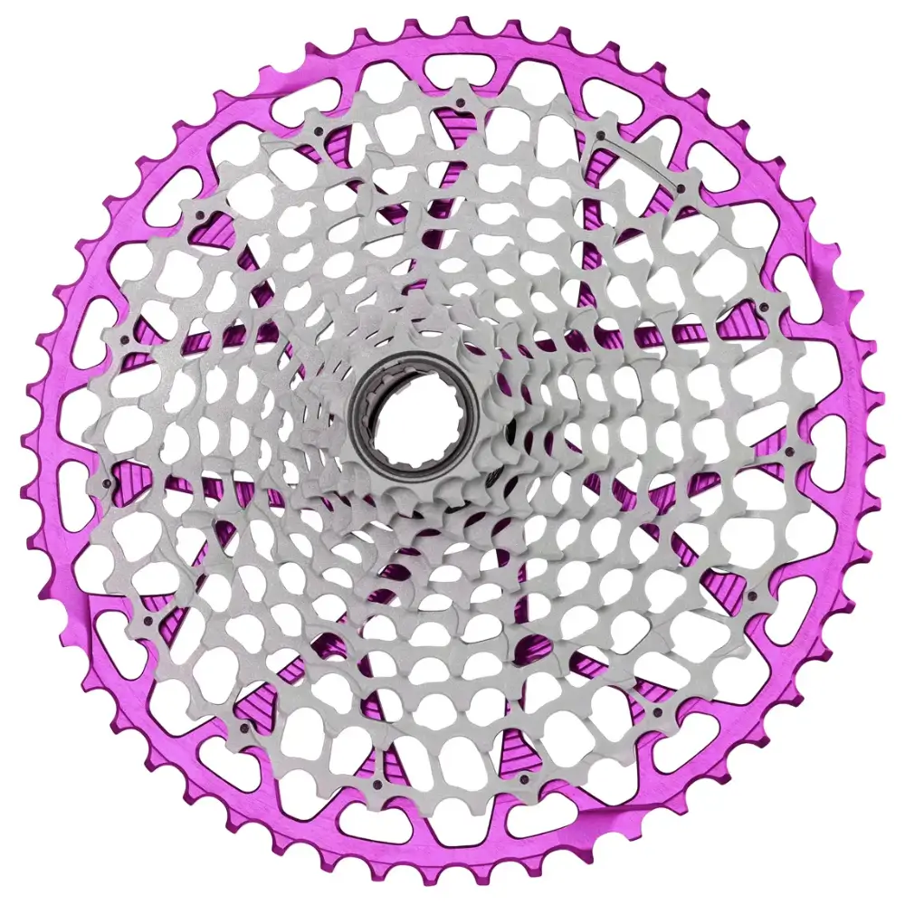 A silver and purple Garbaruk SRAM XD GEN2.0 13-Speed Gravel Cassette