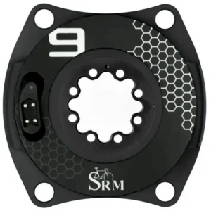 A black SRM PM9 Origin 8-Bolt Road:Gravel Power Meter