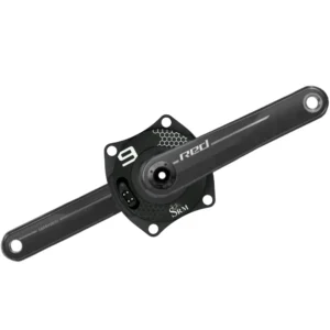 A black SRM PM9 Origin SRAM RED E1 Power Meter Crankset on a white background