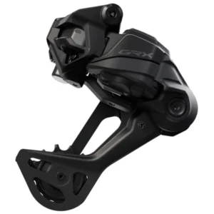 A black Shimano GRX RD-RX717 12-Speed Di2 Wireless Rear Derailleur