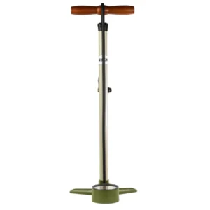 A green and silver Silca Terra Floor Pump on a white background