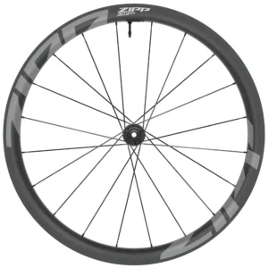 A front wheel from the Zipp 303 SW Disc Brake Wheelset viewed on a white background